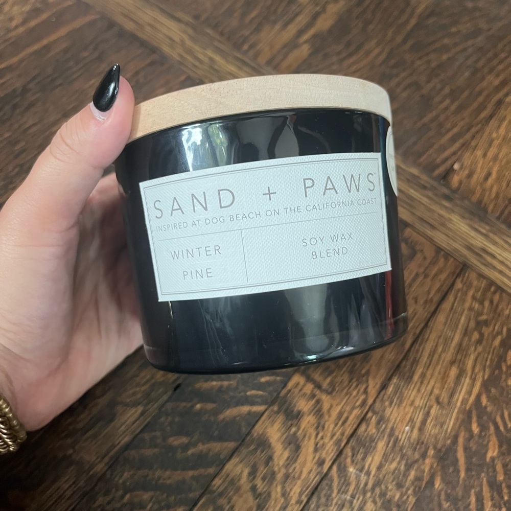 Unused sand and paws winter pine scent candle